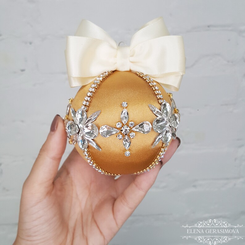 Christmas rhinestones ornaments Handmade balls in gift box Etsy