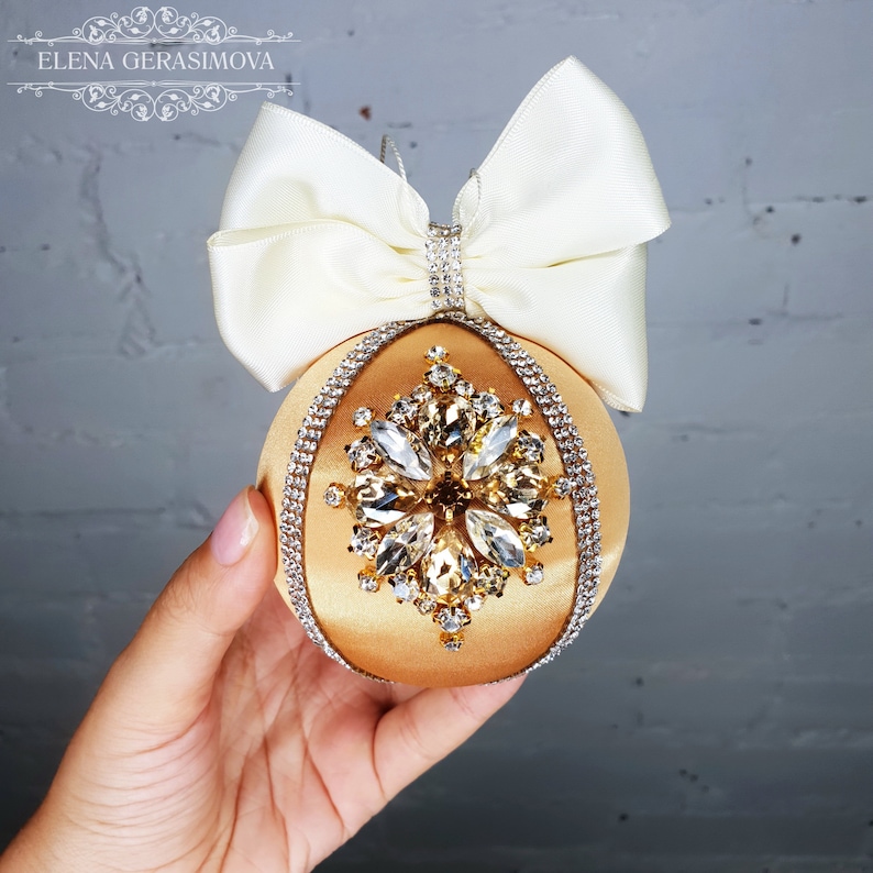 Luxury Christmas rhinestones ornaments Handmade balls in gift Etsy