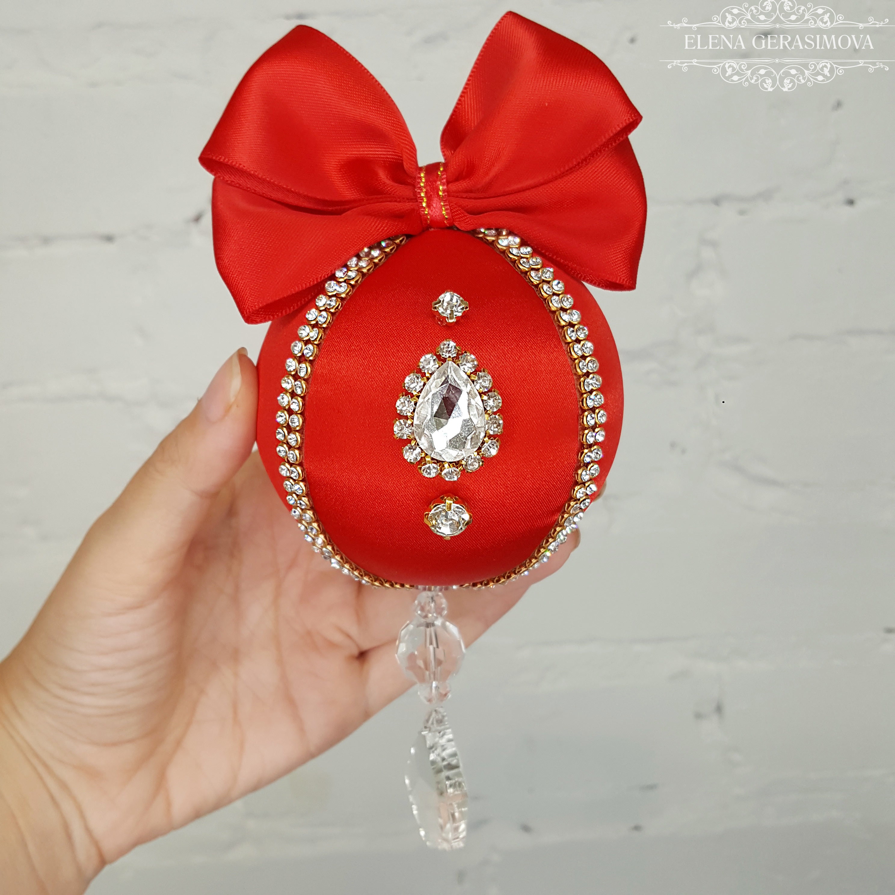 Christmas rhinestones ornaments Handmade balls in gift box Etsy