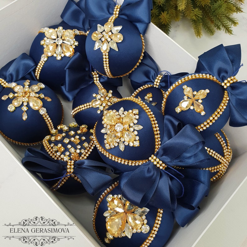 Navy Blue Christmas Ornaments Etsy Navy Blue Christmas Ornaments