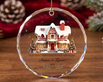 Enfeite de Natal personalizado para casal, lembrança do primeiro Natal na nova casa, nomes personalizados, presente de boas-vindas para 2026.