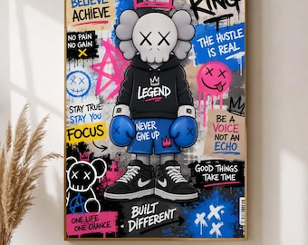 Graffiti Hypebeast Poster, KAWS wall art, hypebeast decor, urban wall decor,
