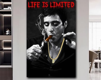 Tony Montana Scarface Poster, Canvas Print, Wall Art Canvas Painting Living Room Bedroom Decor