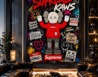 KAWS Wall Art, KAWS Hypebeast Art, hypebeast decor, KAWS Poster