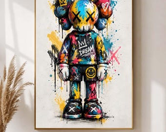Graffiti Hypebeast Poster, KAWS wall art, hypebeast room decor, hypebeast decor