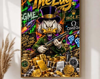Scrooge McDuck Money Canvas Print, Money Canvas Print, money wall decor