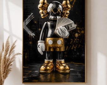 Kaws figure art, KAWS wall art, Modern Graffiti Figures, hypebeast room decor