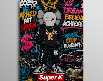 KAWS Wall Art, KAWS Hypebeast Art, hypebeast decor, KAWS Poster