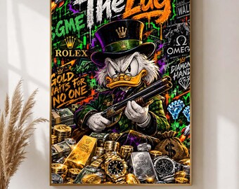 Scrooge McDuck Money Canvas Print, Money Canvas Print, money wall decor