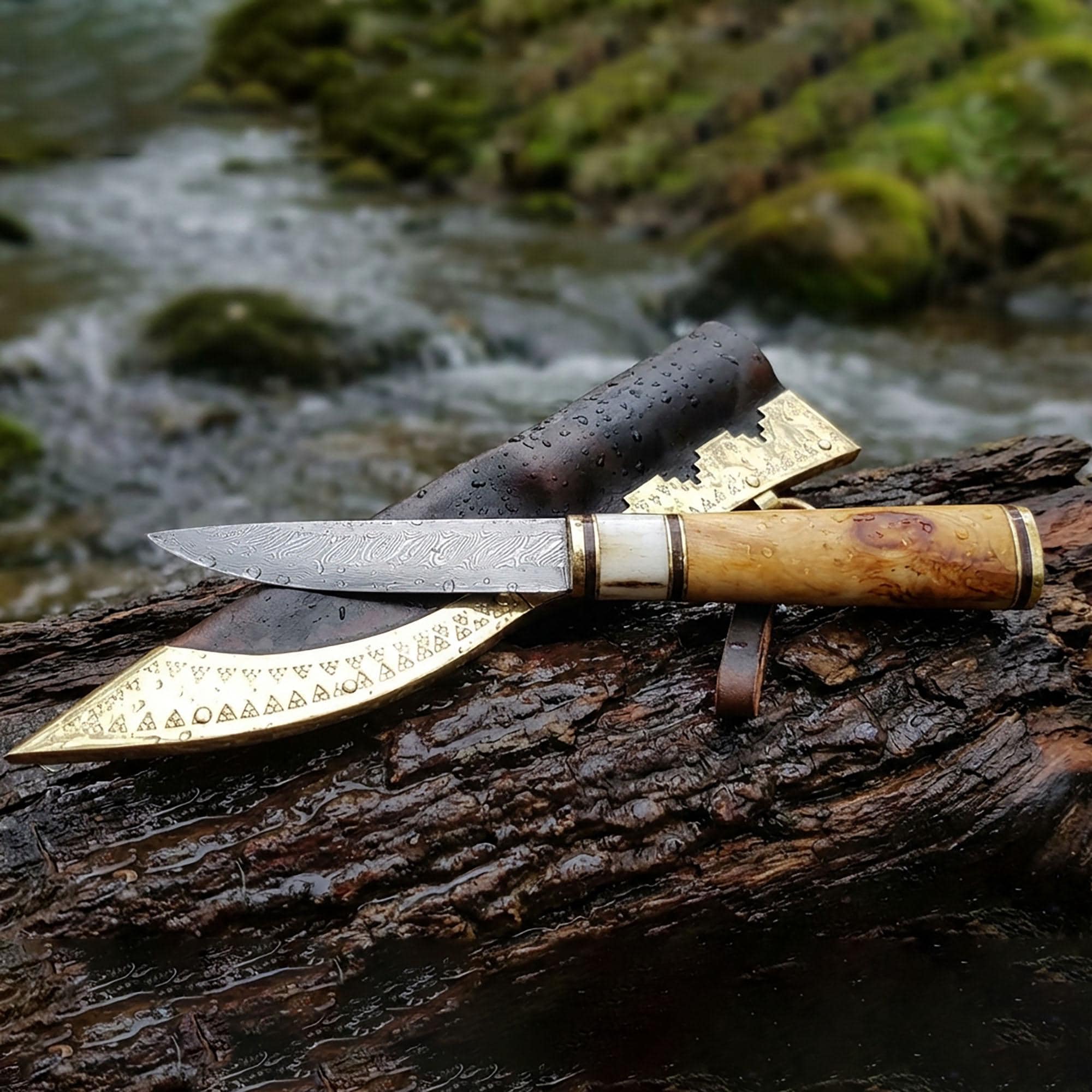 Couteau Viking Tête De Corbeau Blade Hunters – Acier Carbone Forgé, Fourreau Cuir