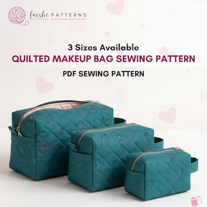 Quilted Makeup Bag Sewing Pattern Bundle | Zipper Pouch DIY (PDF Download)