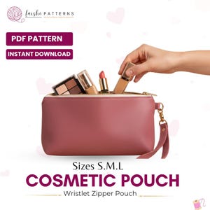 Cosmetic Pouch Sewing Pattern | Wristlet Zipper Bag Tutorial (PDF Download)