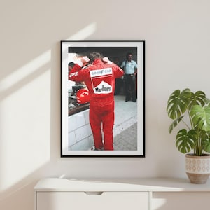 Vintage Niki Lauda Ferrari Formula 1 Poster, Retro F1 Motorsport Print, Motivational Sports Wall Art, Athlete Home Gym Photography