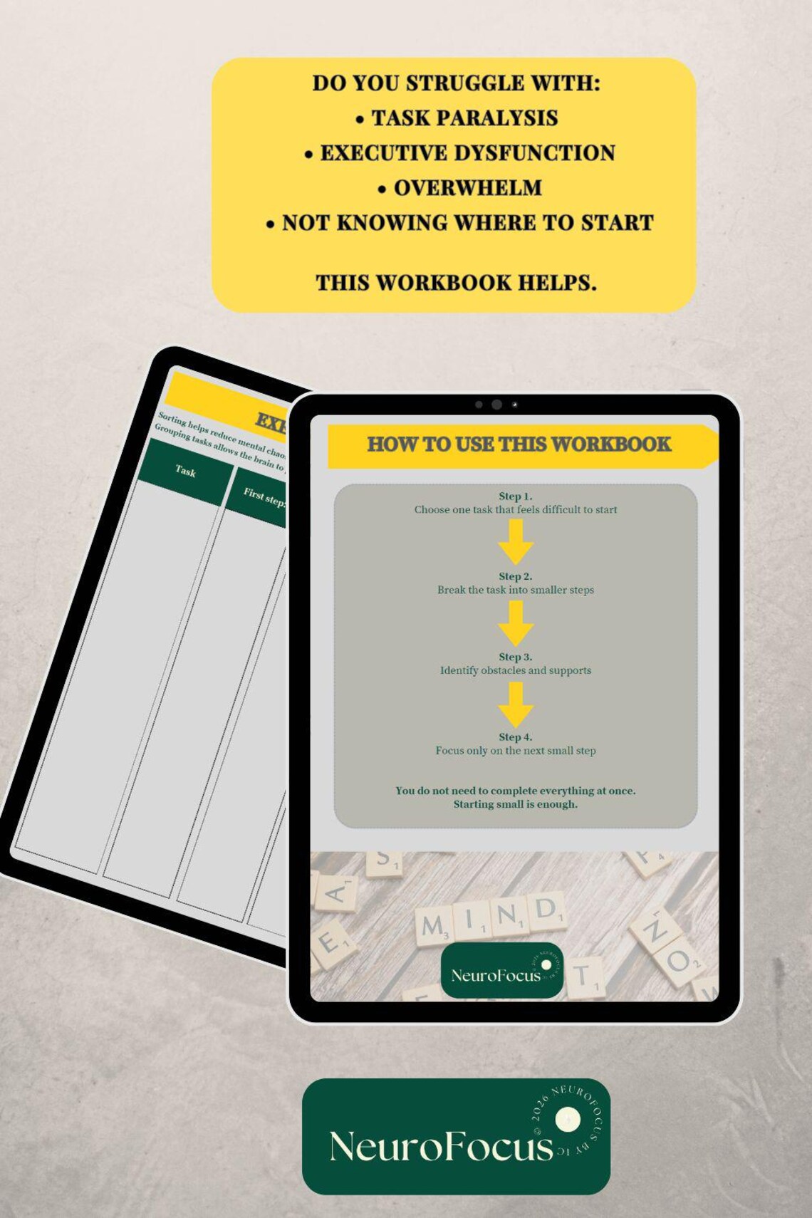 ADHD Task Breakdown Workbook| Executive Function Planner (printable PDF ...