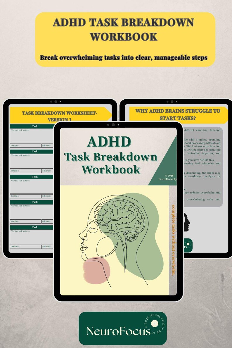 ADHD Task Breakdown Workbook| Executive Function Planner (printable PDF ...