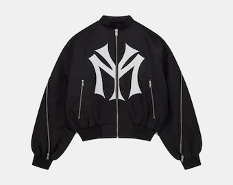 Timothée Chalamet Mowalola My City New York Schwarze Bomber Unisexjacke