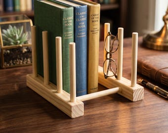 Soporte para libros de madera hecho a mano