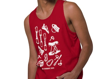 Rock Climbing Tank Top for Men | My Favourite Toys Climber Shirt | Climbing Gear Graphic Muscle tanktop | Rock climbing gifts
