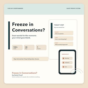 Social Anxiety Guide PDF | Confidence for Introverts and Overthinkers | Quiet Proof | Stop Replaying Conversations | Digital Mental Health