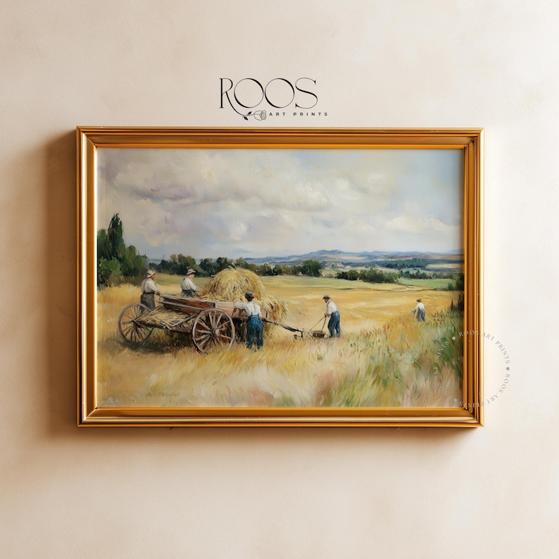 Rustic Workers Rustic Field Workers Painting, Printable Farmhouse Art, Impressionist ...