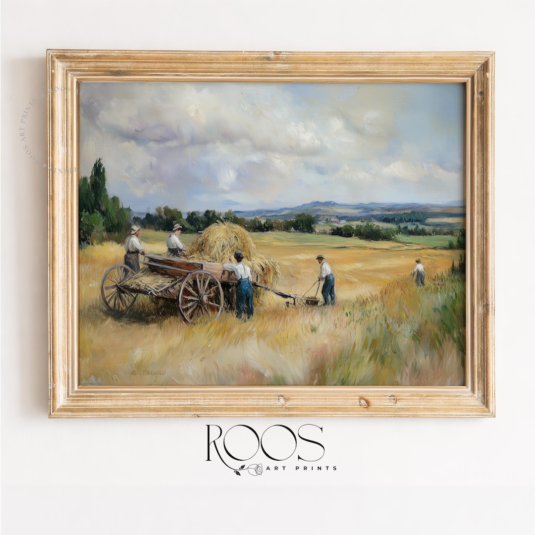 Rustic Workers Rustic Field Workers Painting, Printable Farmhouse Art, Impressionist ...