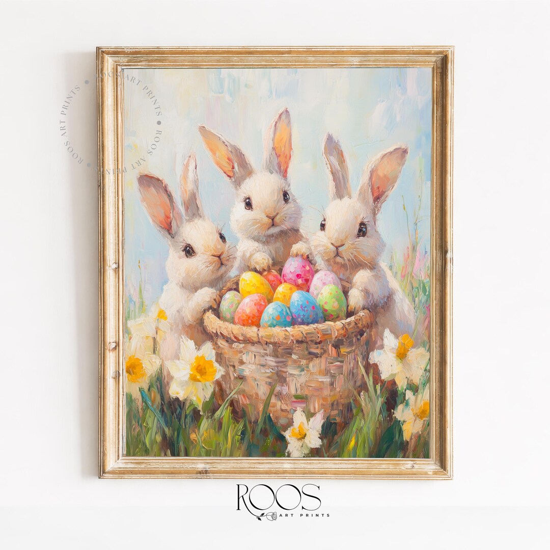 Easter Bunny Wall Art Printable, Pastel Spring Nursery Decor ...