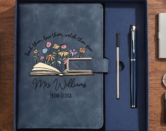 Journal personnalisé pour enseignants, carnet à nom personnalisé, cadeau « Big Heart Little Minds » offert par un élève en remerciement à son enseignant
