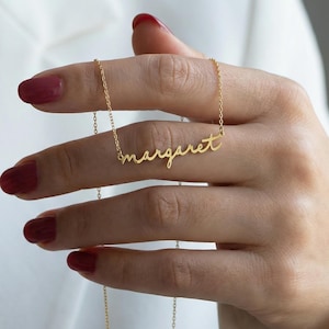 Cursive Name Necklace, Custom 14K Gold Plated Sterling Silver Script Pendant, Dainty Personalized Gift for Her
