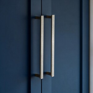 Mid-Century Titanium Silber gekordelter Schrankknauf, Vintage kleine Schubladengriff