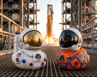 Artemis II Mission Astronaut Duck Figurine NASA Space Program Resin Decor Moon Landing Toy Collectible Gift for Kids Space Lovers Men