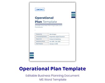 Plantilla de plan operativo, planificación estratégica empresarial, seguimiento de KPI (MS Word)