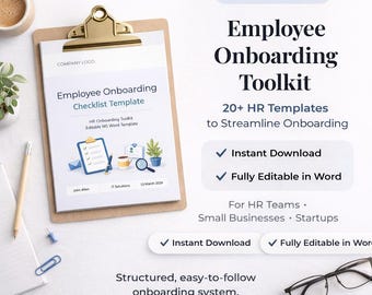Mitarbeiter Onboarding Toolkit, HR Checkliste, Trainingsplan (MS Word Download)