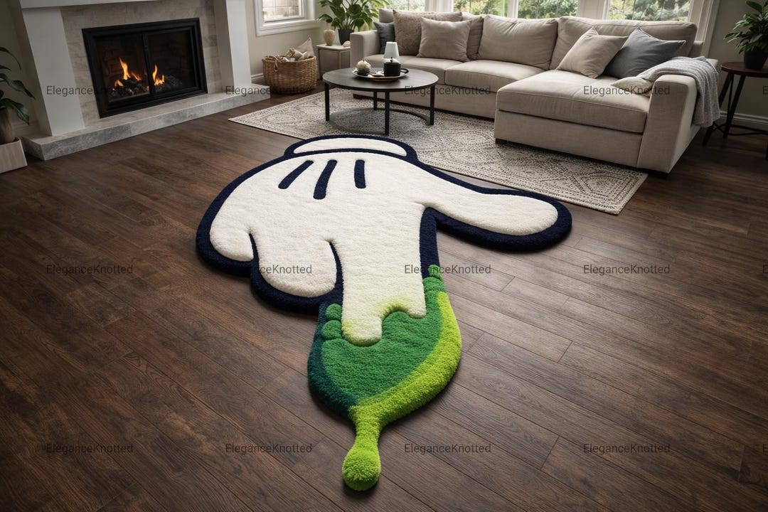 Dripping Rug Dripping Cartoon Hand Tufted Rug, Melting Glove Area Rug, Pop Art Decor ...