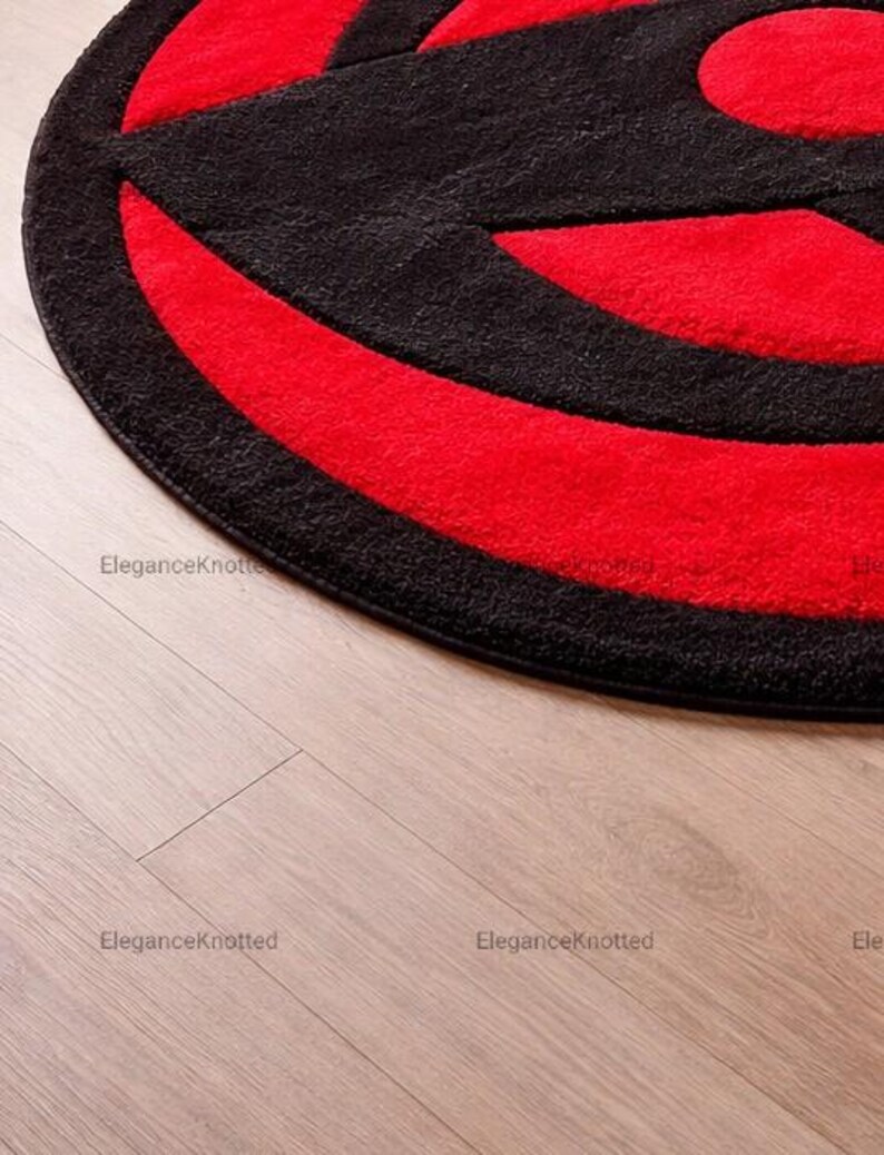 Sharingan Rug Pattern Mangekyou Sharingan Anime Rug, Round Red and Black Otaku Area Rug, Hand ...