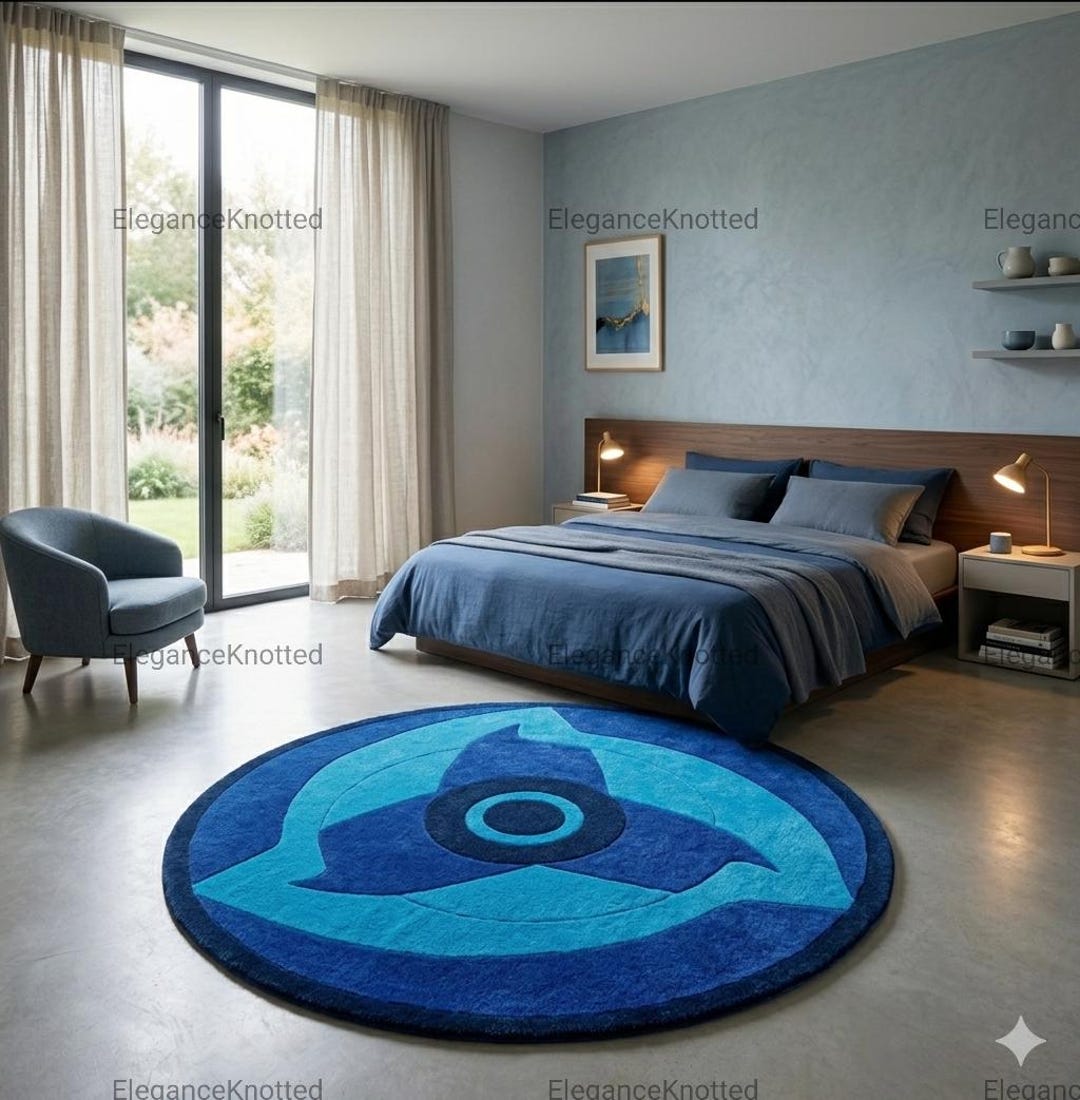 Sharingan Rug Pattern Kakashi Mangekyō Sharingan Anime Rug (blue Edition) | Custom Tufted ...