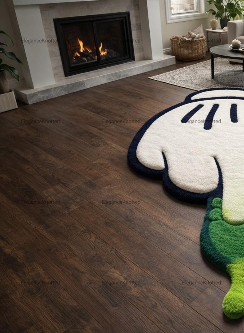 Dripping Rug Dripping Cartoon Hand Tufted Rug, Melting Glove Area Rug, Pop Art Decor ...