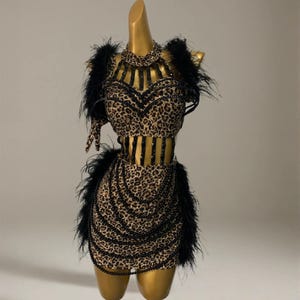 slim fit dress slacks Women's Good As Gold Chiffon Ruffle Mini Dress in Black Print main image 0