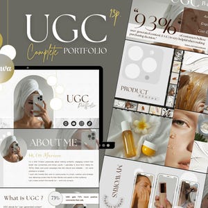 Portfoliomall för UGC-skapare. Canva-mall. Redigerbart UGC-mediekit. Varumärkespresentation för innehållsskapare. Portfolio för influencers.