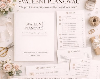 Svatební plánovač PDF / Plantilla de planificador de bodas checo / Digitální checklisty ke stažení / Minimalistický svatební organizér / Svatba 2026