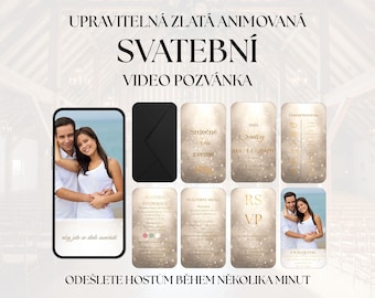 Svatební video pozvánka editable Canva | Luxusní zlatá animovaná pozvánka | Wedding invitation video template | Mobilní pozvánka WhatsApp
