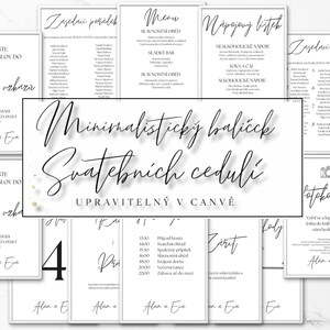 Minimalistický Balícek Svatebních Cedulí | Leinwand Šablona | Moderní Typografie | Menü, Harmonogramm| Okamžitý tisk