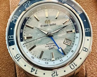 Custom GMT Sport Watch | Textured Mountain Dial | Blue GMT Hand | Stainless Steel Case