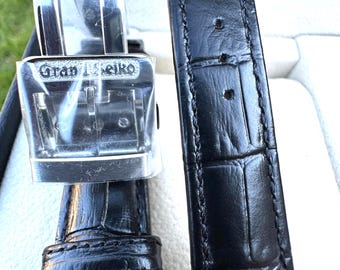 Grand Seiko Black leather band-19 mm lug width