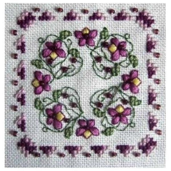 CROSS STITCH CHART MINI MAKES 4 TEACUP PINCUSHION FLORAL CHARTS ONLY