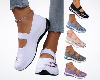 Women's Summer Breathable Mesh Flat Shoes – Lightweight Casual Sports Sneakers, Comfortable Walking Shoes, Free Shipping