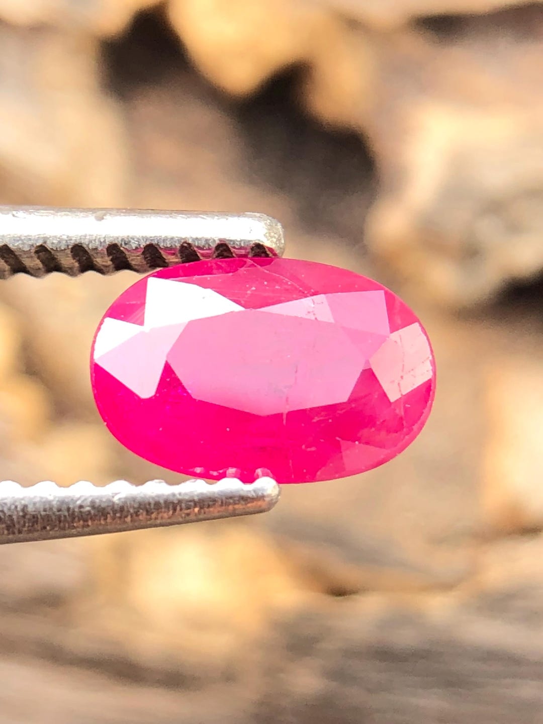 Ruby Rare Natural Burma Ruby Rare 0.65 Carats Faceted Oval Loose Radish Pinkish ...