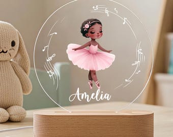 Personalized Ballerina Night Light, Custom Name Ballet Lamp, Girl Nursery Decor, Baby Girl Room Gift, Dance Lover Birthday Present