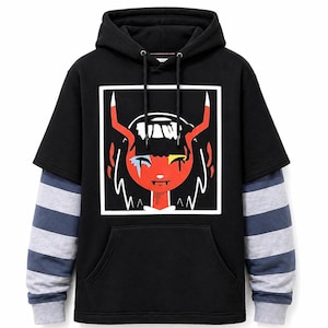 Meowskulls Graphic Hoodie | Anime Layered Sleeve Streetwear Pullover