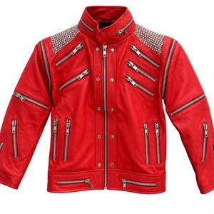 Kids Red MJ Beat It Jacket – Leather-Style Performance Costume