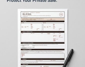 Auto Bill of Transfer Form, Vehicle Transfer Document (Digital Download)